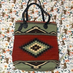 Southwestern Patterned Tote Bag - Red and Green